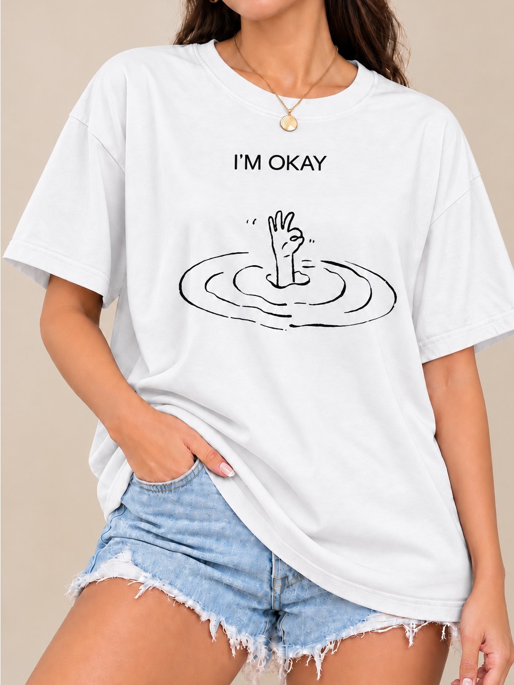 I'm Okay Hand Graphic Unisex T-shirt Funny Meme Tee